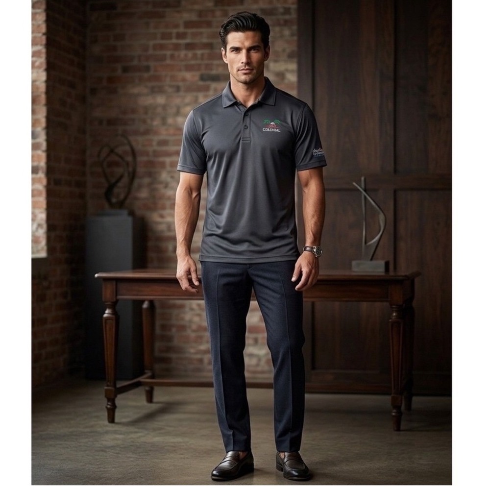 Clique Golf Polo Shirt Mens Large Gray Colonial Charles SchwabChallenge